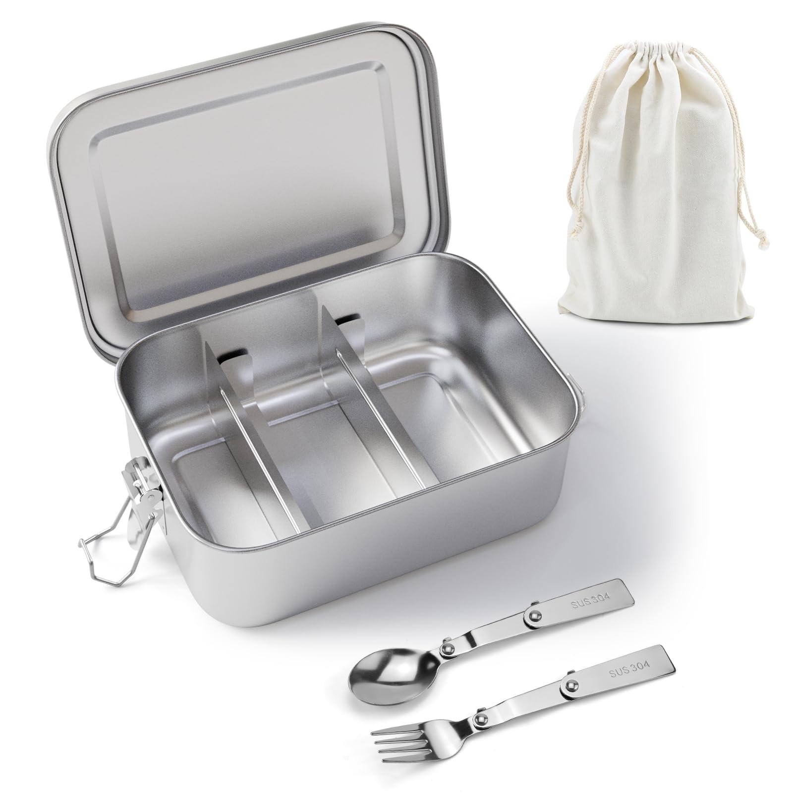 Feelhap Lunch Box in Acciaio Inox, 2400ML Bento Box Porta Merenda Porta (C3D)