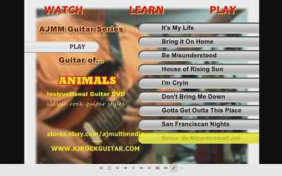 Custom Guitar Lessons, learn Animals guitar DVD Video