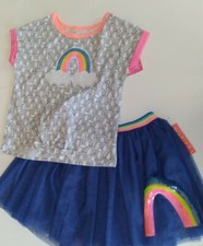 Rainbow Blue Tutu Skirt Set Sz 7