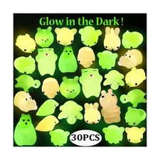Outee 30 Pieces Mini Mochi Animals Stress Relief Relaxing Toys Light Irradiation