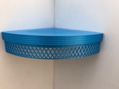 Großes Eckregal mit Halbbund Design in blau