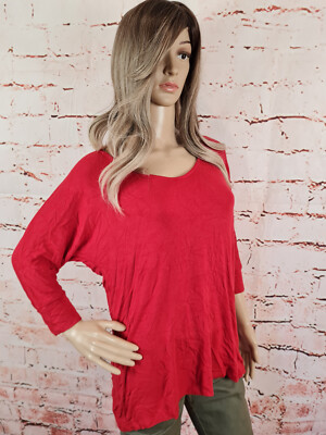 Mavi Damen Langarmshirt Basicshirt 3/4-Ärmel Shirt Rot Größe S-M