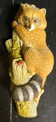 Vintage Bossons Raccoon in Tree Chalkware Wall Art 12.25'' x 4.5'' x 2.75'' VG-Exc