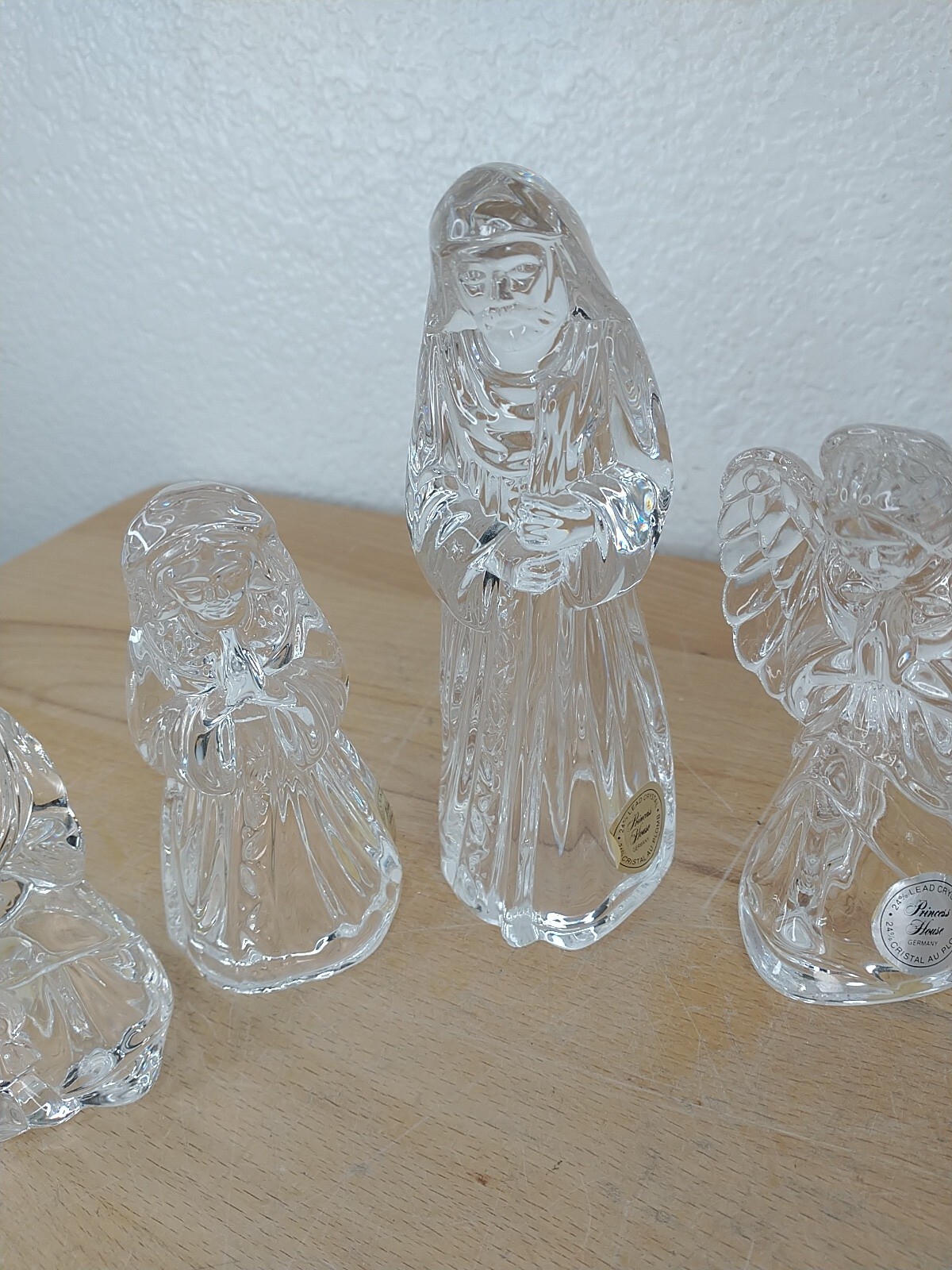 5 Piece Princess House Crystal Nativity With 2 Angels, Mary, Joseph