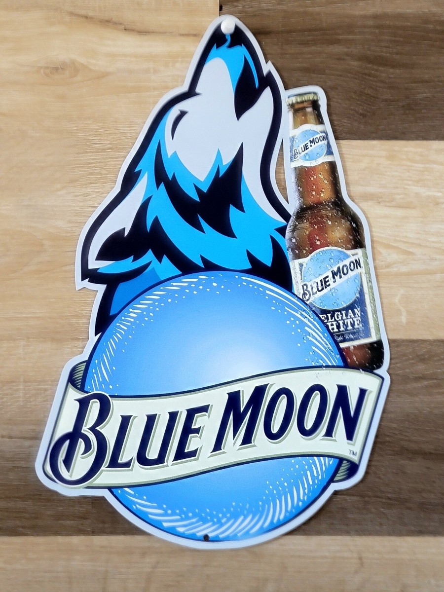 Rare Blue Moon Beer Advertising Metal Sign Bar Man Cave