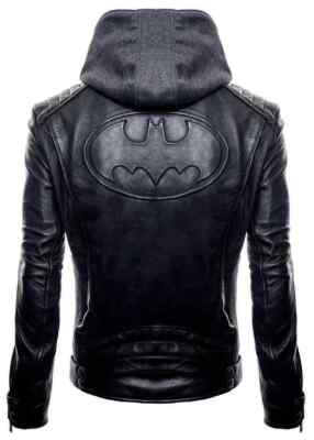 Men's Black Batman Leather Jacket | Arkham Bruce Wayne Bat Logo Leather Jacket