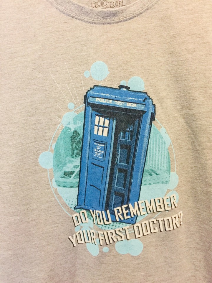 Doctor Who Women's TShirt Do You Remember Your First Doctor Grey Size