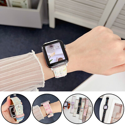 Tweed Leather Watch Band for apple iwatch series 9/8/7/6/5/4/Ultra2  38mm-49mm