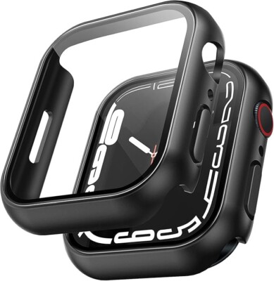 Tauri 2er Pack Hülle für Apple Watch Series 9 (2023) Series 8/7 45mm, Schwarz