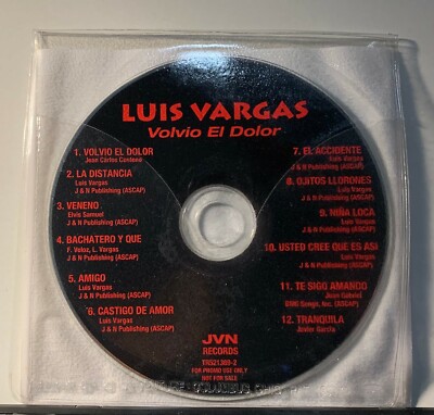 Luis Vargas - Volvió el Dolor (CD, Album, Promo) JVN Records 1997
