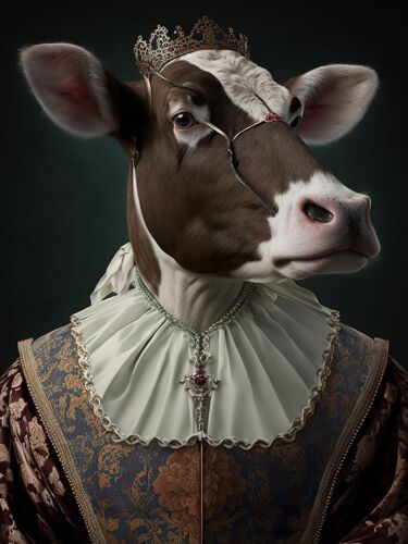 A4 6x4 Cow Farm Poster Print Human Dressed Fancy Animal Fantasy Wall Art Home - Picture 1 of 4