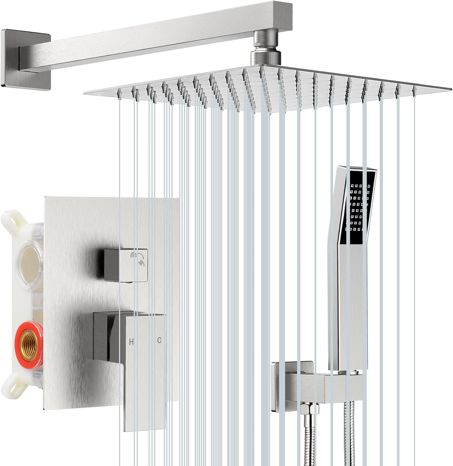 High-Pressure 10 Inch Rainfall Shower System in Brushed Nickel