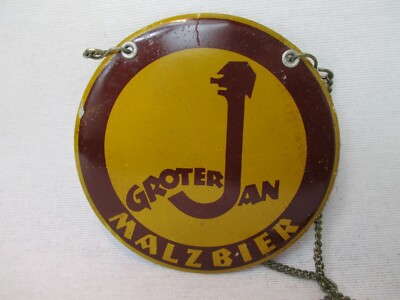 Grotterjan Malzbier Zapfhahnschild Blechschild Alte Reklame