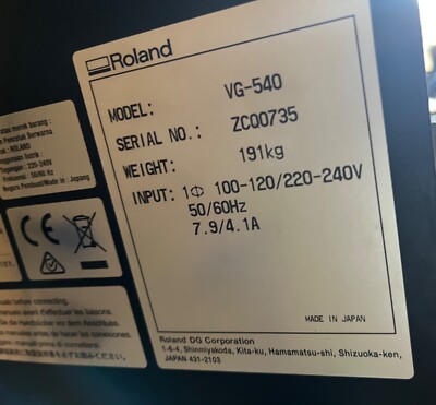 Roland TrueVIS VG2-540 Printer/Cutter.