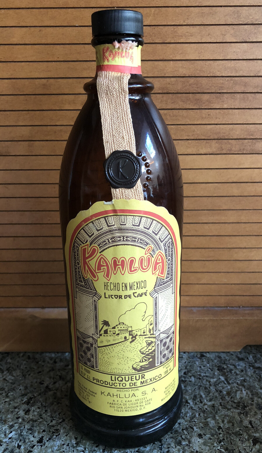 Vintage KAHLUA Bottle w/ Ribbon, Medallion 1000ml EMPTY Bottle eBay