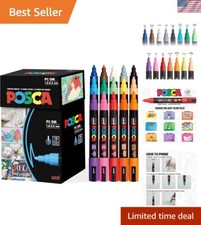15 Paint Markers, 5M Medium Markers Set with Reversible Tips of Acrylic Paint...