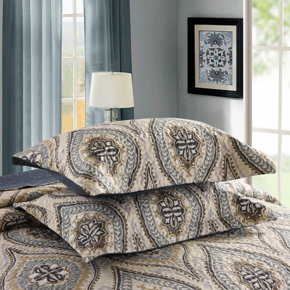 3Pc Quilt Bedspread Sets Bedding Coverlet Bedroom Floral Queen King Size, Joniy - Image 2 of 4