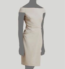 Lauren Ralph Lauren Women's Beige Crepe Off the Shoulder Cocktail Dress Size 10
