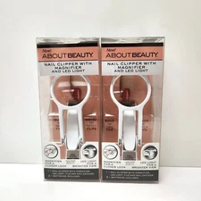 2 Pack About Beauty Made in Japan Nail Clipper with Magnifier LED Light Japanese