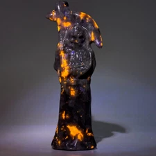 4" Natural Yooperlite skull Carved Quartz Crystal Skull Halloween gift 1pc