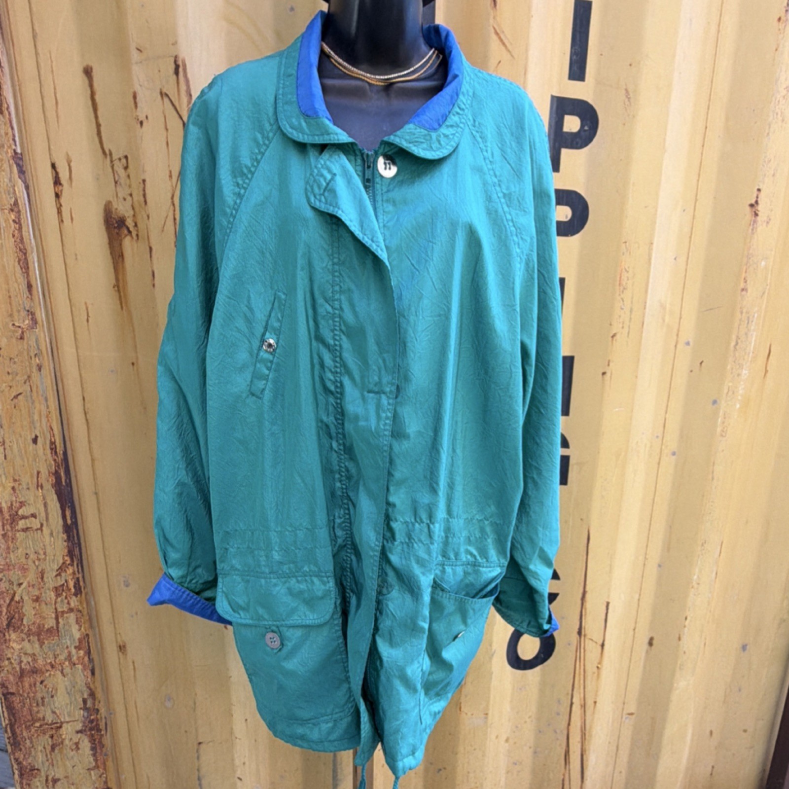 Green Mid-Length Women's Lined Solid Long Sleeve … - image 1