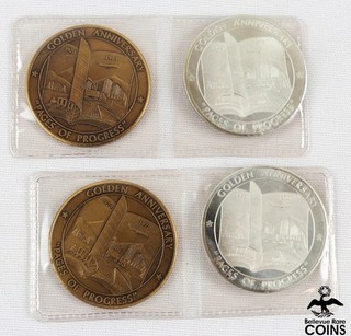 Lot of 4: 1920 USA Anchorage Alaska Bronze & Silver Medals Pages of Progress