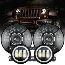For Jeep Wrangler Jk Jku 07-17 Combo Dot 7 Led Headlights 4 Fog Lights Kits