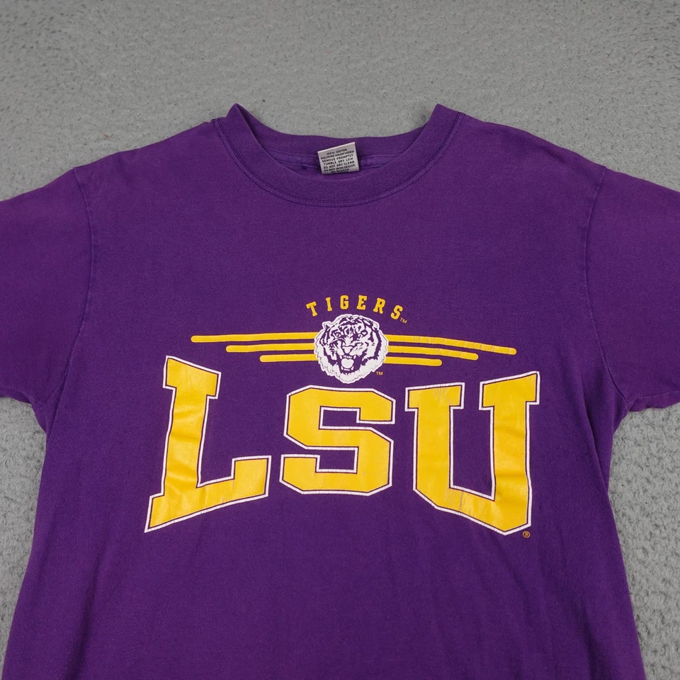 Vintage LSU Tigers Shirt Mens Medium Purple M.J. Soffe Made USA College Football - Image 3 of 4