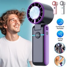 Portable Handheld Turbo Fan 5 Speed Adjustable Desk Fan Rechargeable Cooling Fan