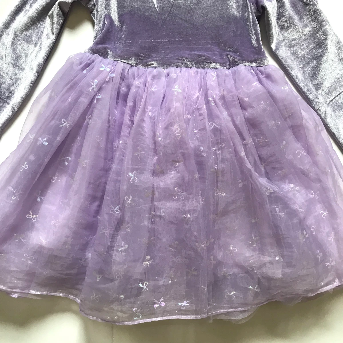 Lola + the Boys Ballerina Bow Dress Girls 8 Lavender Purple Crew Neck Tulle