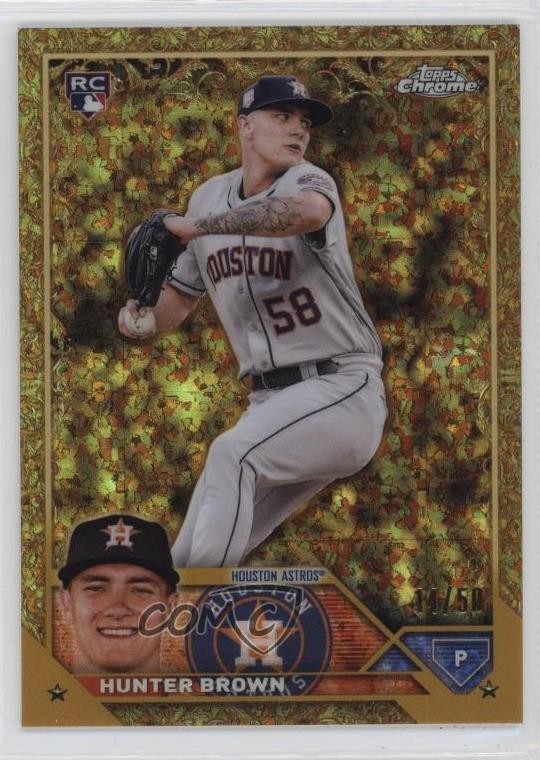 2023 Topps Gilded Collection Gold Mini-Diamond Etch 11/50 Hunter Brown Rookie RC