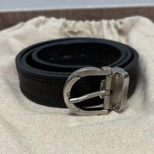 Salvatore Ferragamo Men's Dress Belt Size S Black 1.5in Solid Logo Buckle