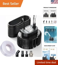 Efficient 950GPH Pool Cover Pump - Ultra-Quiet with 4 Adapters & Safety Features