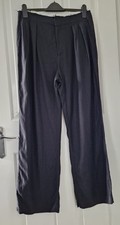 MNG Mango black wide leg linen mix trousers, size 40 (UK 12)