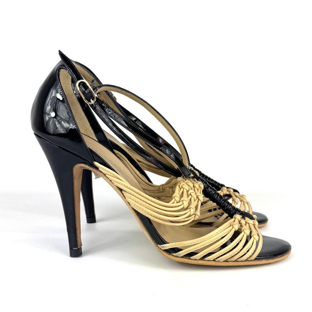 Chanel Pumps Heel Beige X Black With Coco Mark Size 37.5 US About7.5 For Women thumbnail 5
