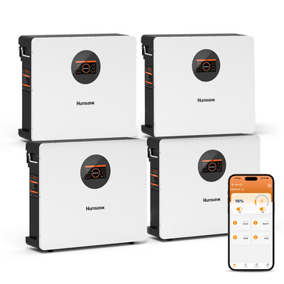 Humsienk 5.12 kWh 48V 100Ah LCD LiFePO4 Battery Wall Mounted Solar System Pack