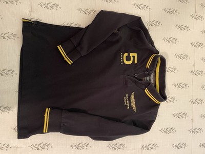 Aston Martin Racing By Hackett Boys Youth Size 5/6 Longsleeve Polo Black Yellow