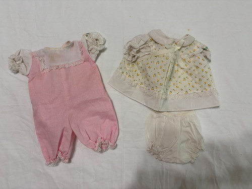Vintage Cabbage Patch Doll Clothes Pink Checkered Romper Shirt with Bloomers