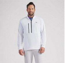 New Men's Puma Wind Golf Jacket White Glow/Puma Black 634821