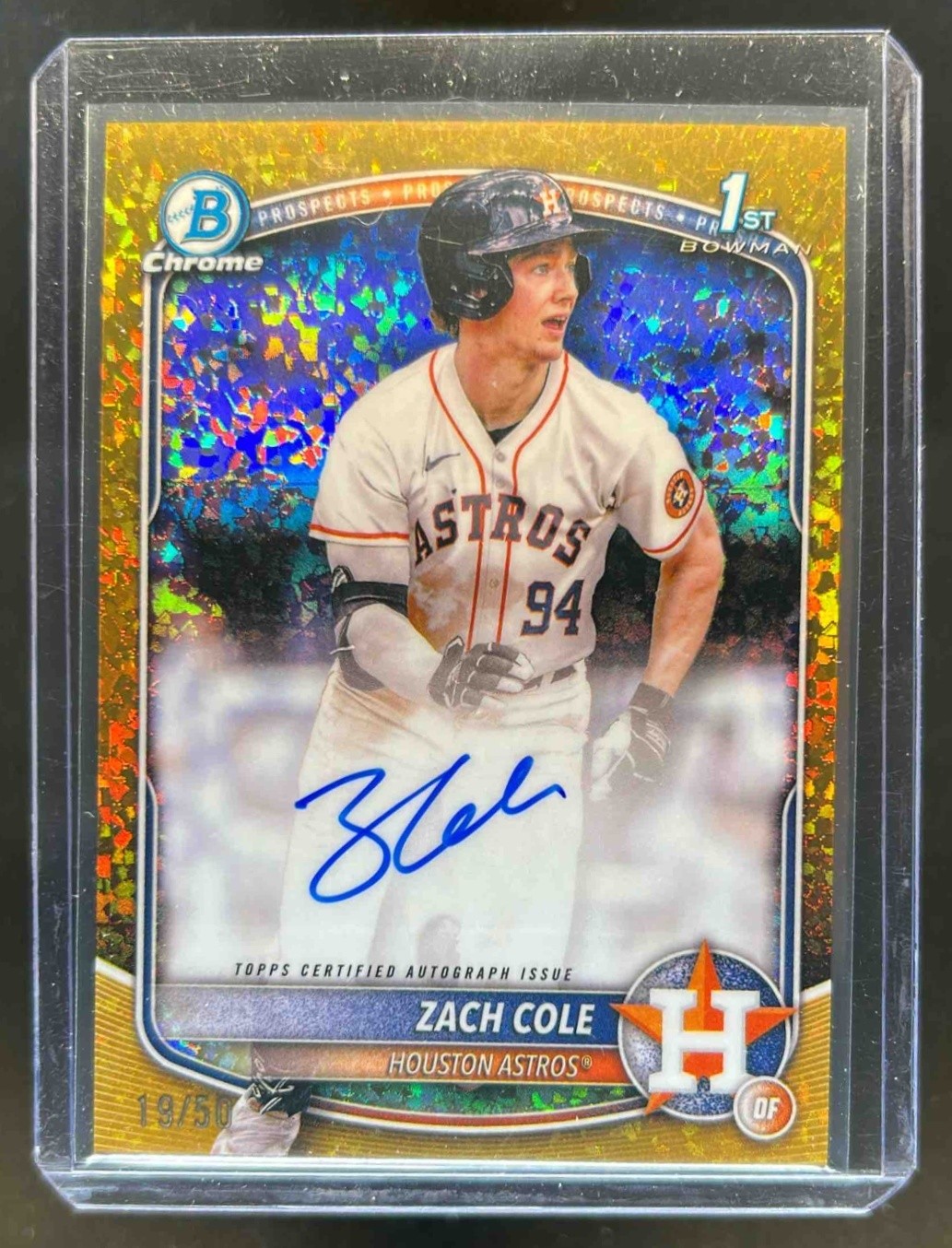 2025 Bowman Chrome Zach Cole Auto Gold Mini Diamonds Refractor 1st #19/50