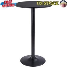 Round Bar Table Cocktail Height Metal Base Easy Assembly Party Furniture New