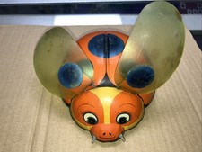 MECHANICAL WIND-UP LADY BUG TN NOMURA JAPAN WORKING 1950'S ORANGE BLACK YELLOW