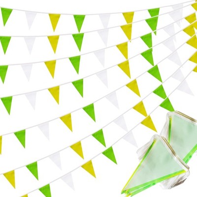 100 Ft Yellow Green and White String Flags Pennant 