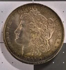 Silver Morgan Dollar 1885 with natural toning.  Beautiful Coin. Great Luster. MS