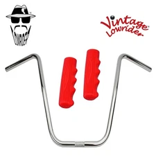 Original Lowrider 16" 22.2 D Handlebar Chrome 212 120mm Grips Solid/Red