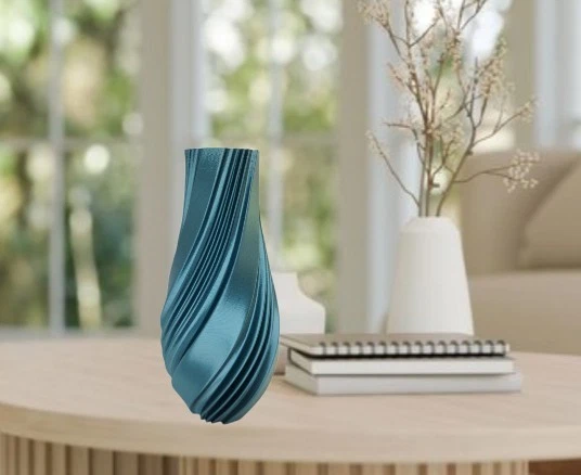 Elegant Modern Spiral Twist Emerald Green 3d Printed Vase 7" Minimalist Decor - Image 3 of 4