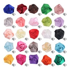 25Pcs Multicolor Rose Flower Lapel Pins for Men Handmade Satin Flower Lapel P...