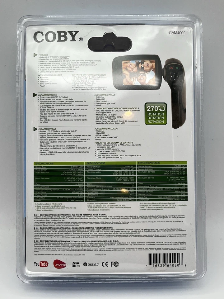 Videocámara digital giratoria Coby Snap CAM4002 con pantalla LCD nueva Foto 2 de 2