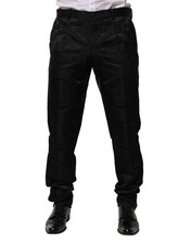 Dolce & Gabbana Black Cotton DG Crown Dress Men's Pants Authentic
