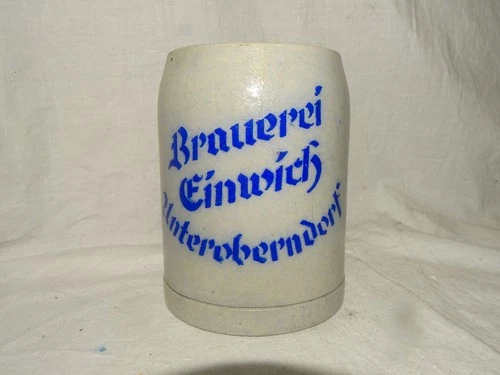 Old silk glass jug - 0.5 L - BREWERY EINWICH - Unteroberndorf - with ENAMEL FONT